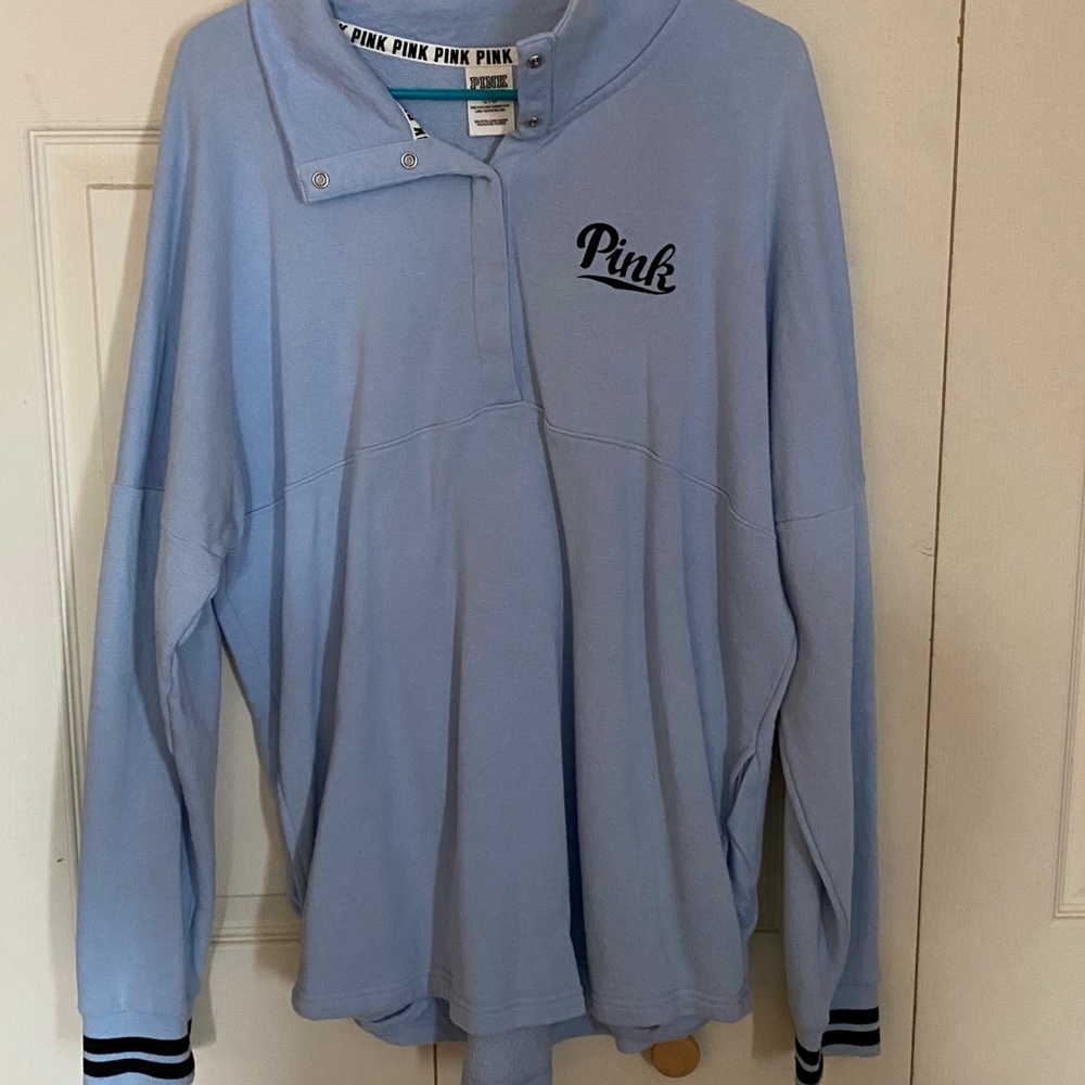light blue quarter snap pullover